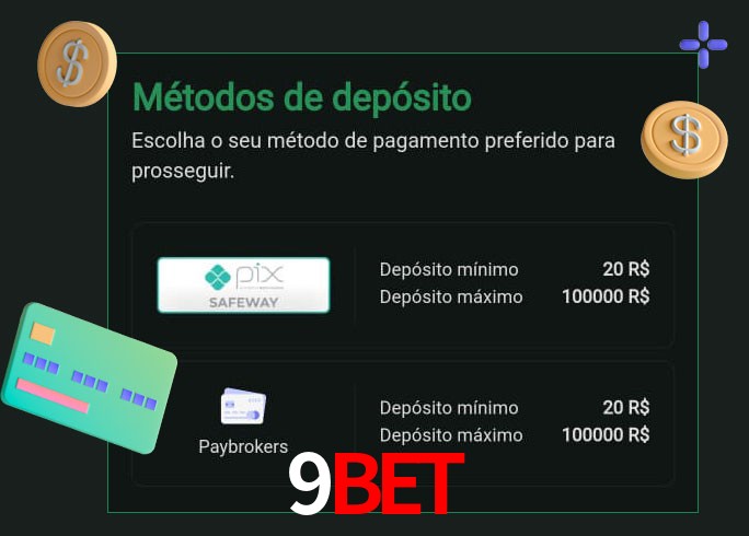 O cassino 9Bet oferece uma grande variedade de métodos de pagamento